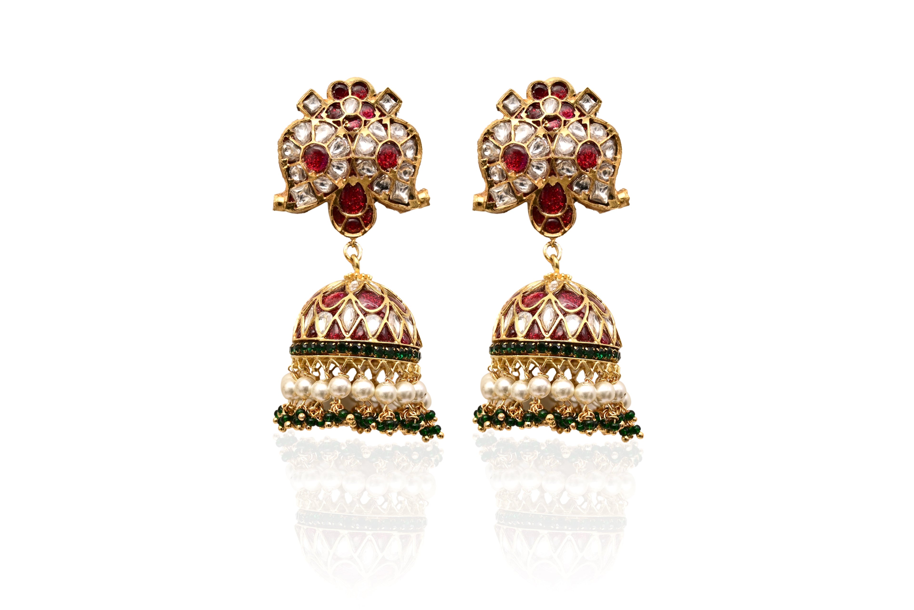 Ruby Polki Jhumka Earrings