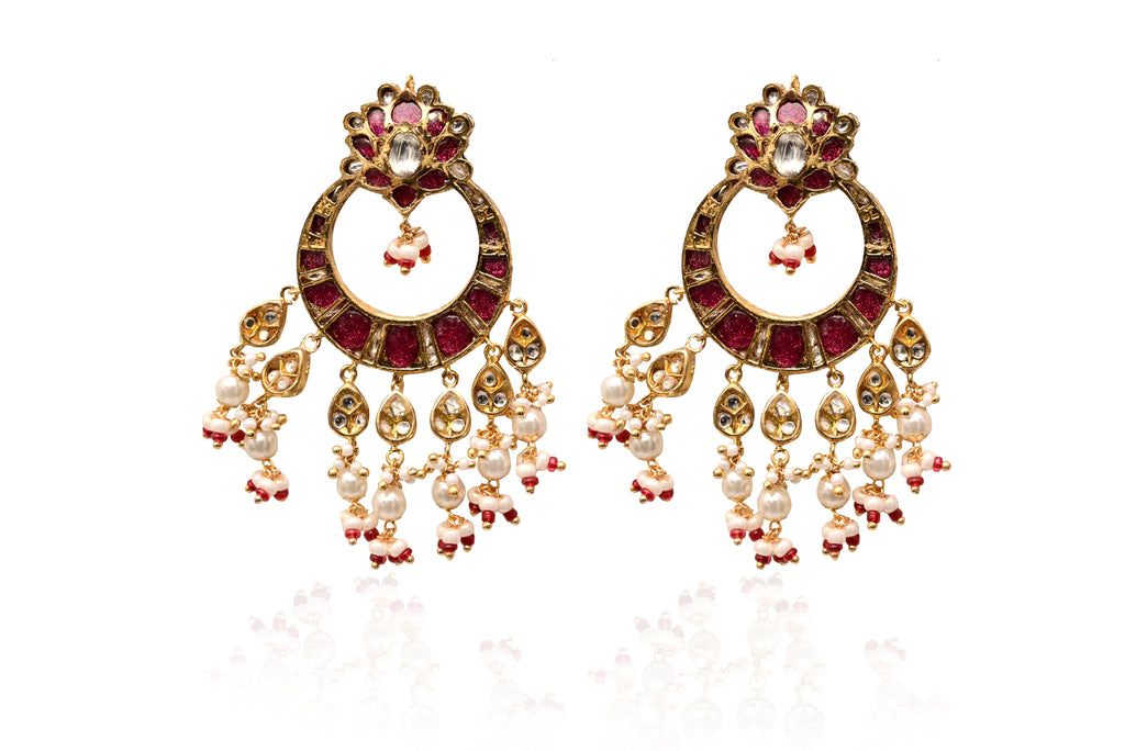 Ruby Pearl Chandelier Earrings