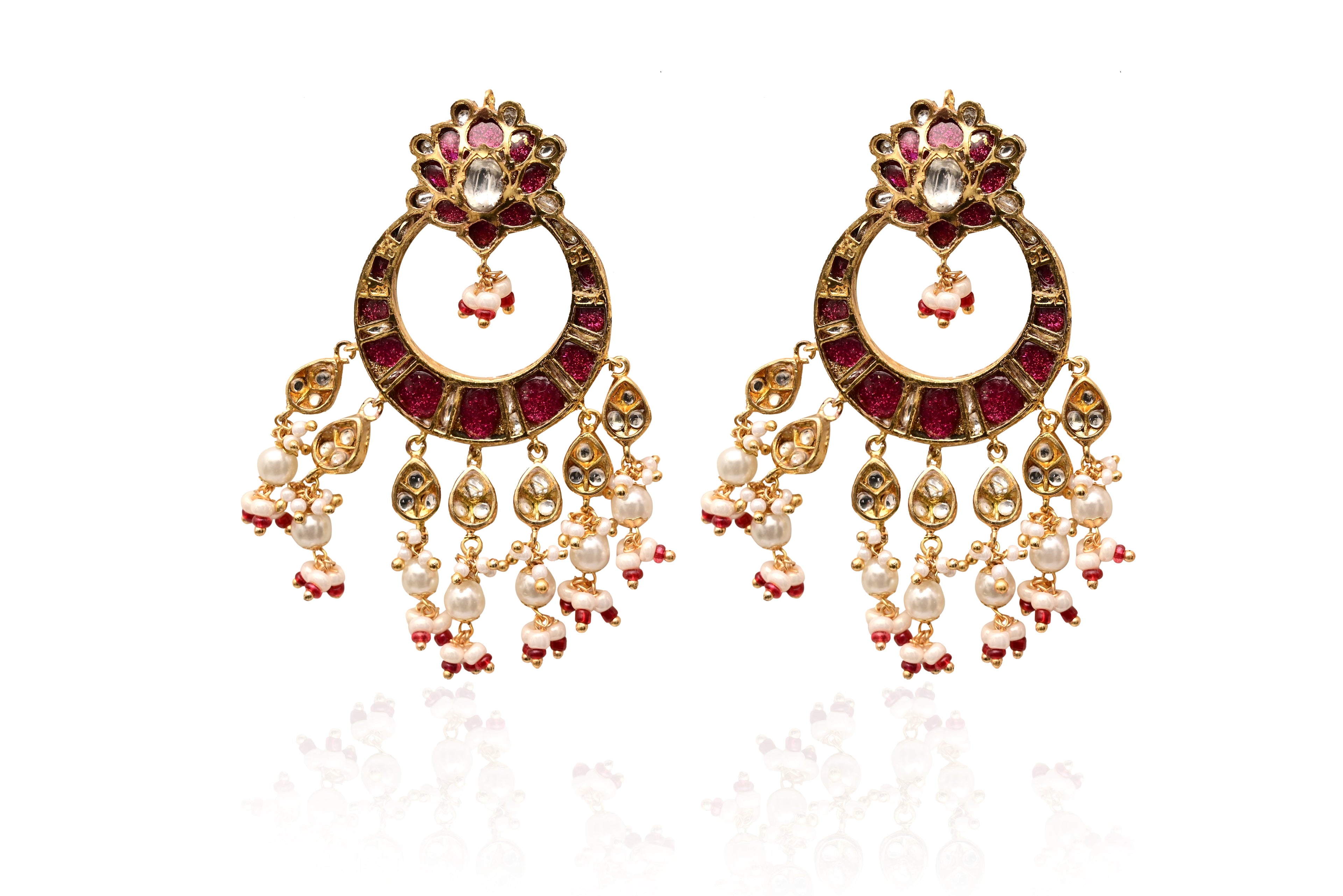 Ruby Pearl Chandelier Earrings