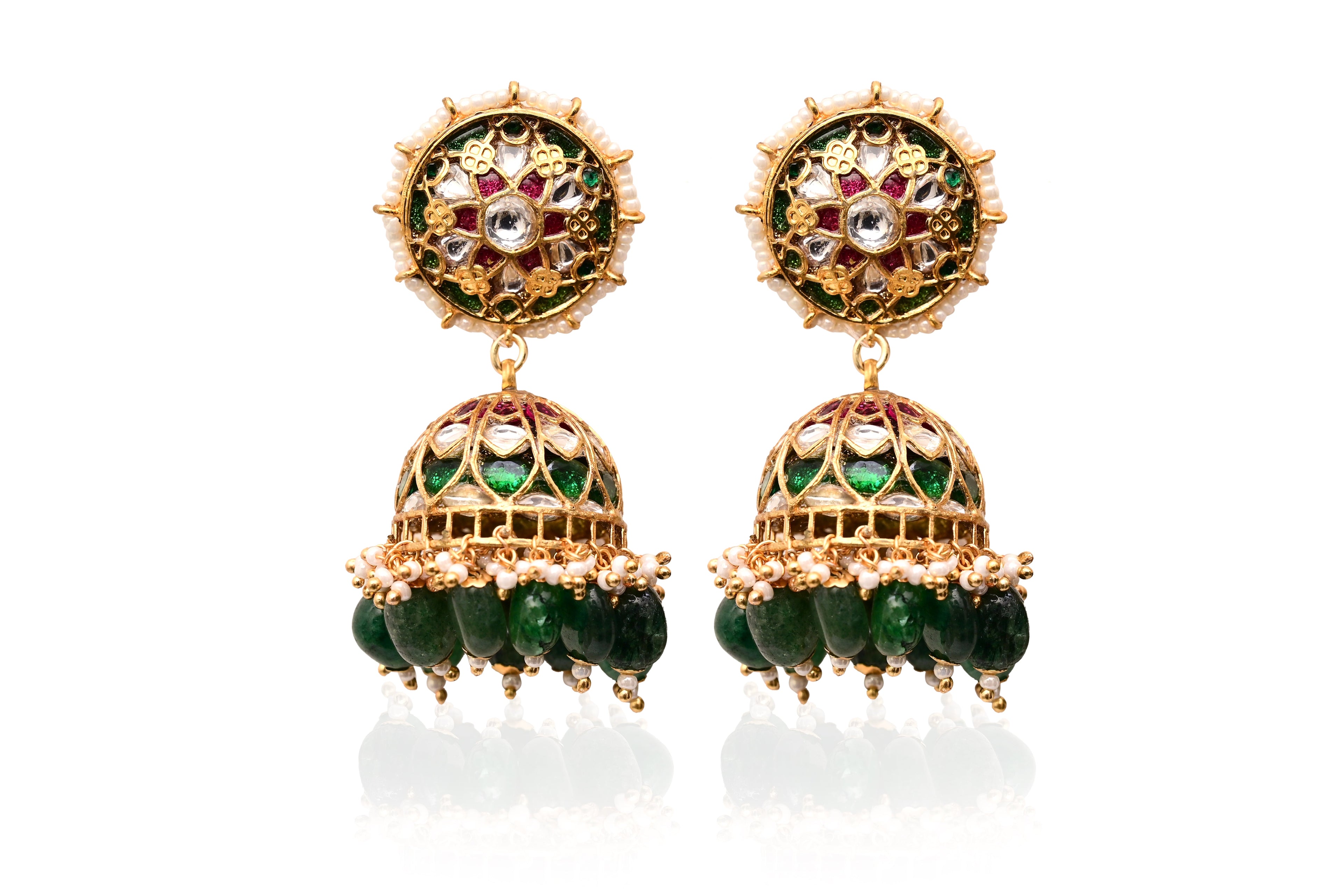 Emerald Ruby Jhumka Earrings
