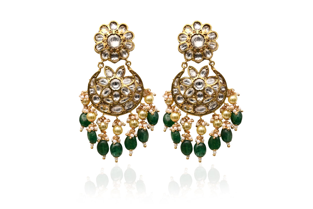 Polki Emerald Drop Earrings