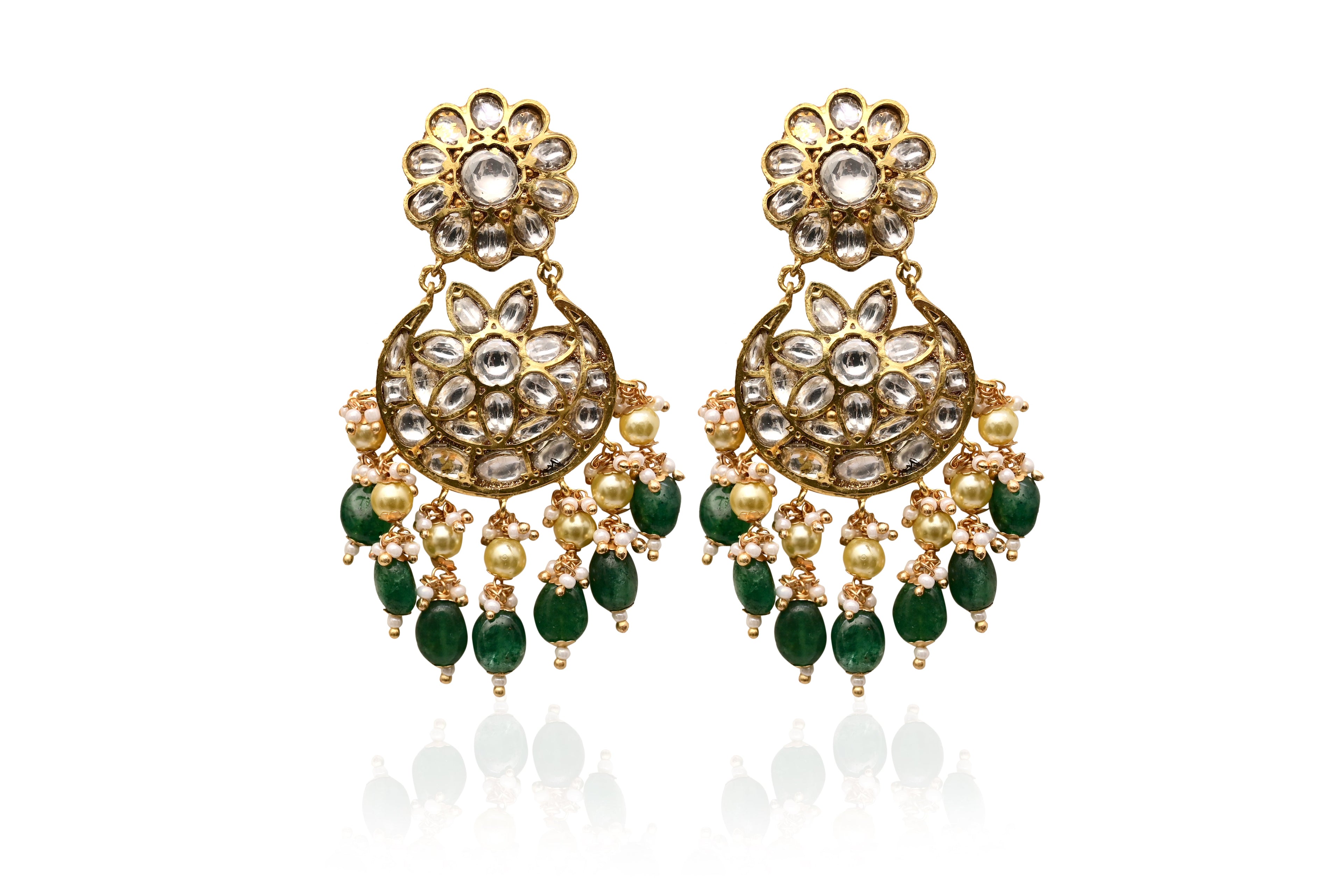 Polki Emerald Drop Earrings