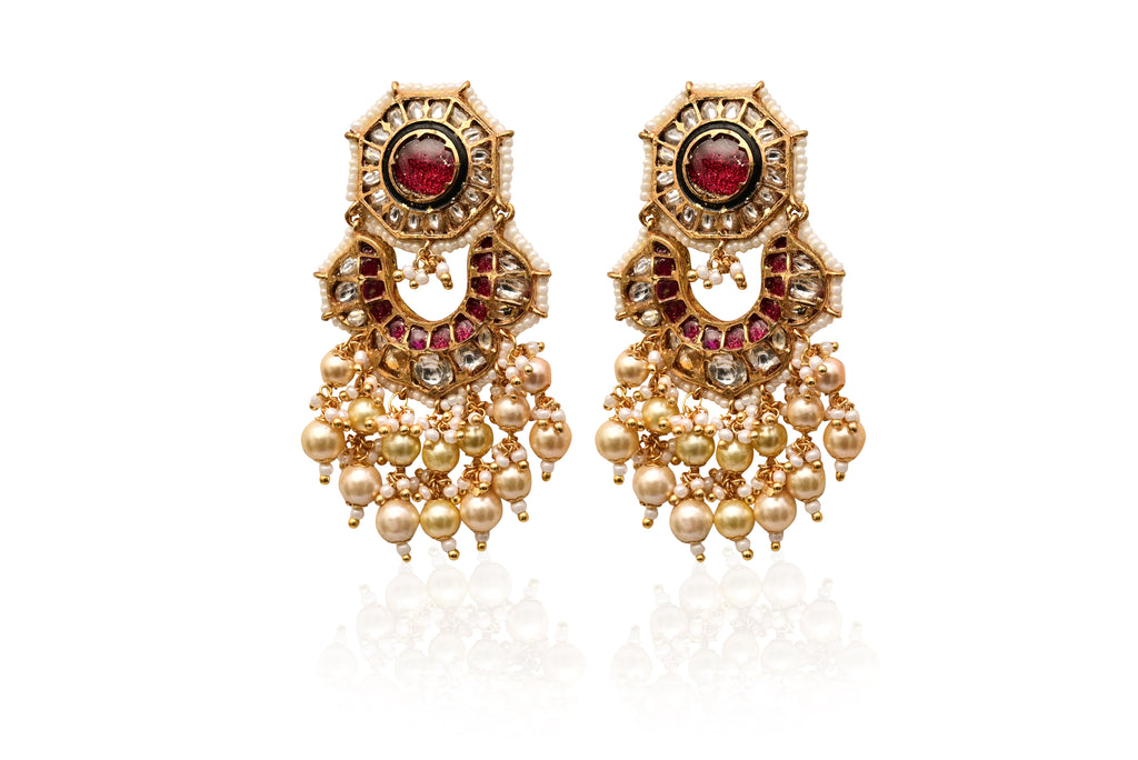 Scarlet Pearl Cascade Earrings