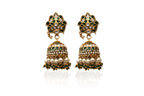Green Polki Jhumka Earrings
