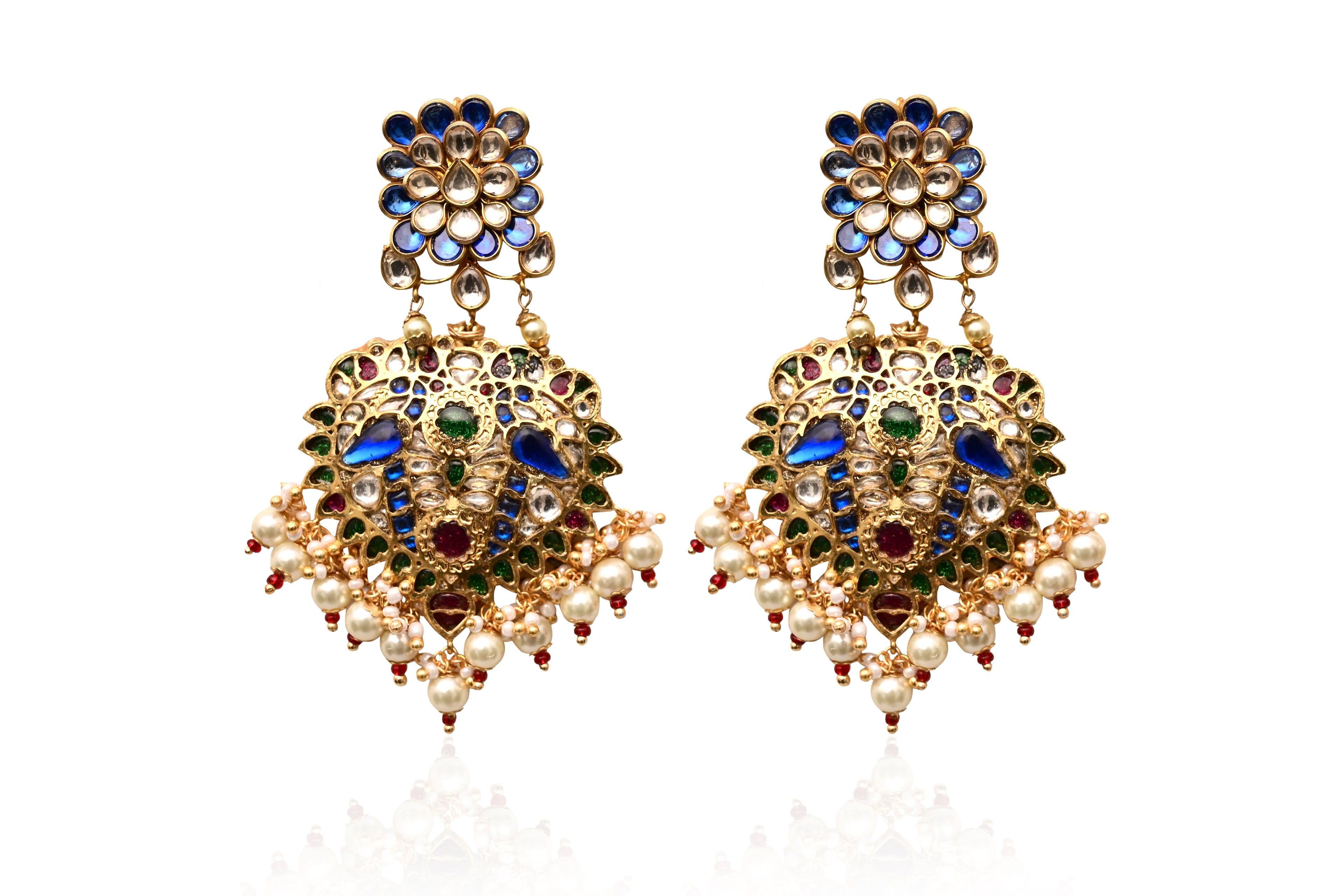 Multi-Color Polki Chandelier Earrings