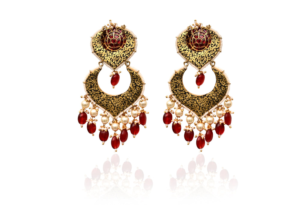 Ruby Gold Pearl Chandbali