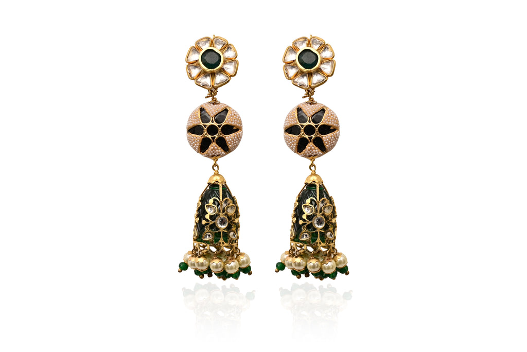 Emerald Polki Jhumka
