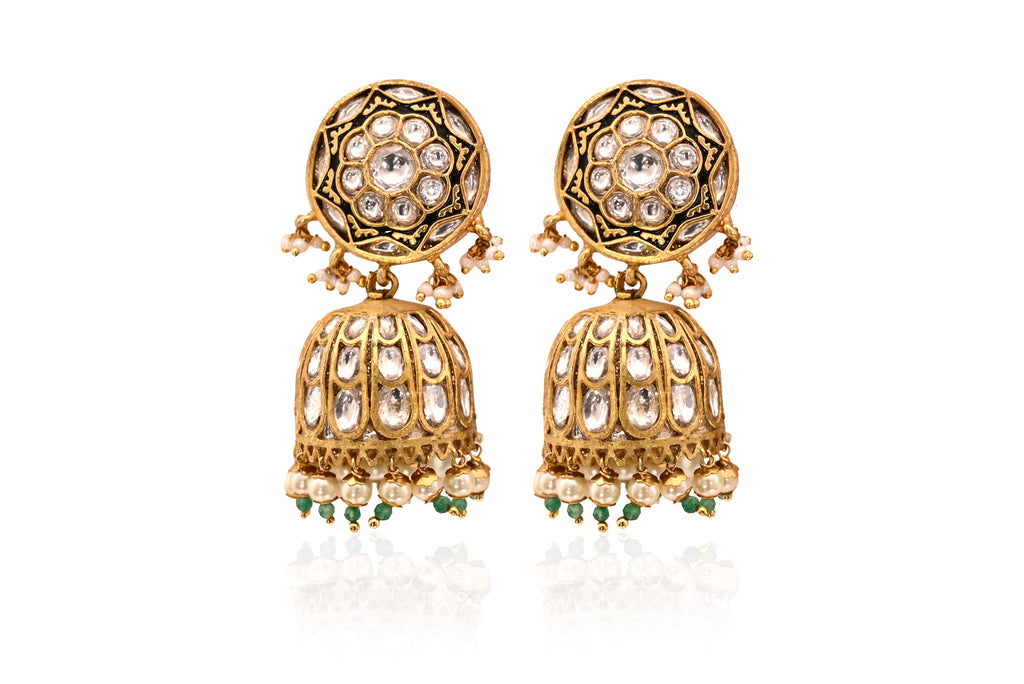 Polki Jhumka Pearl Earrings
