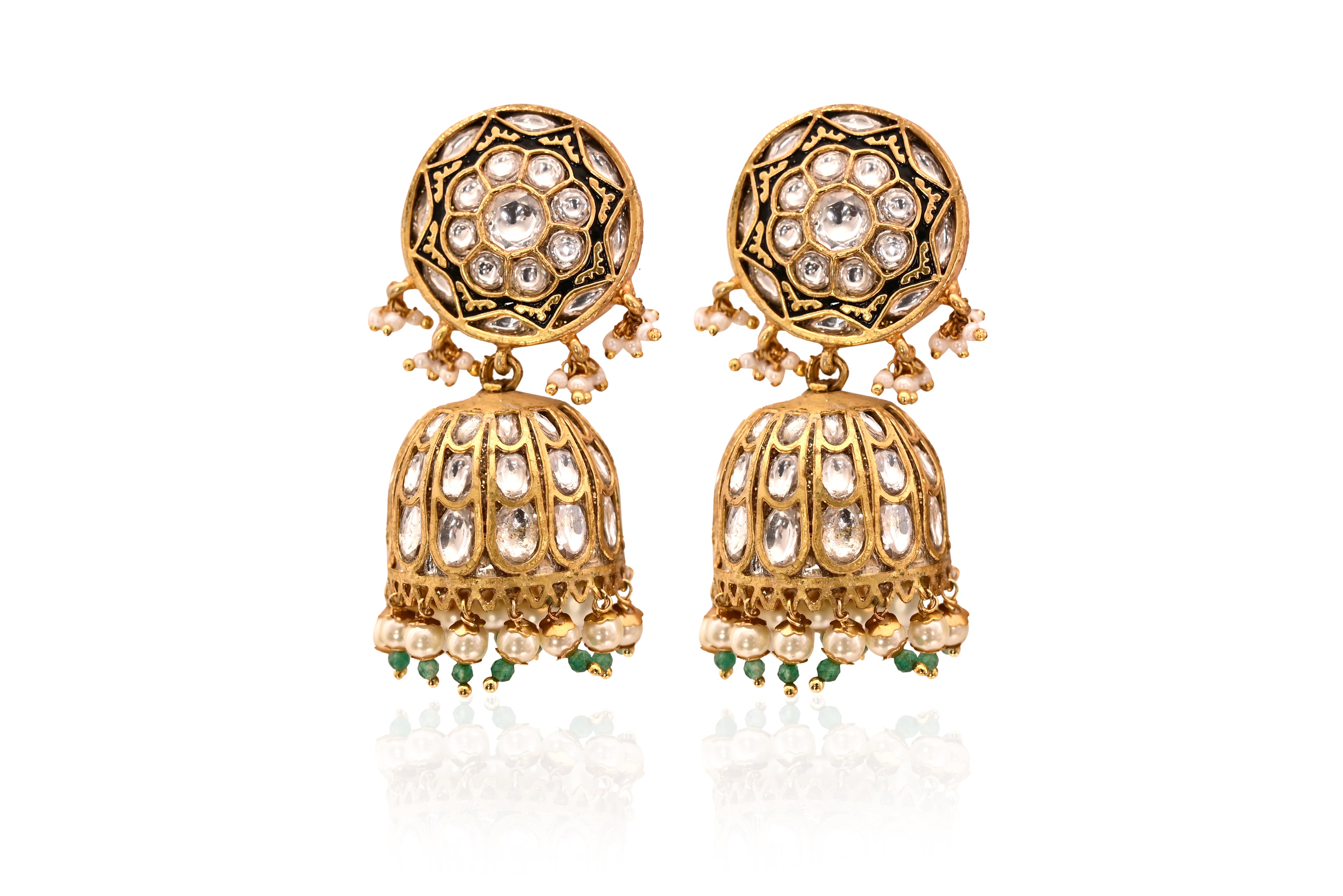 Polki Jhumka Pearl Earrings