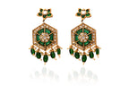 Emerald Polki Dangle Earrings