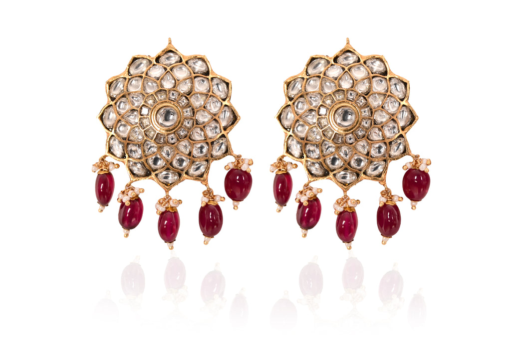 Polki Ruby Drop Earrings