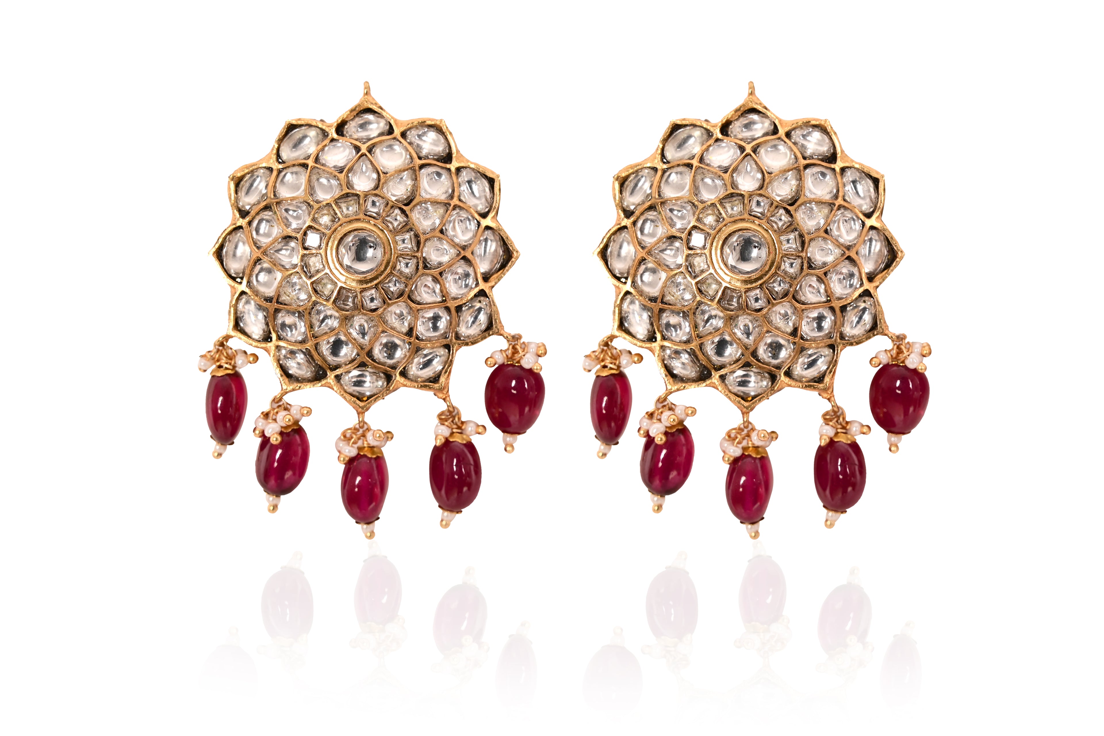 Polki Ruby Drop Earrings