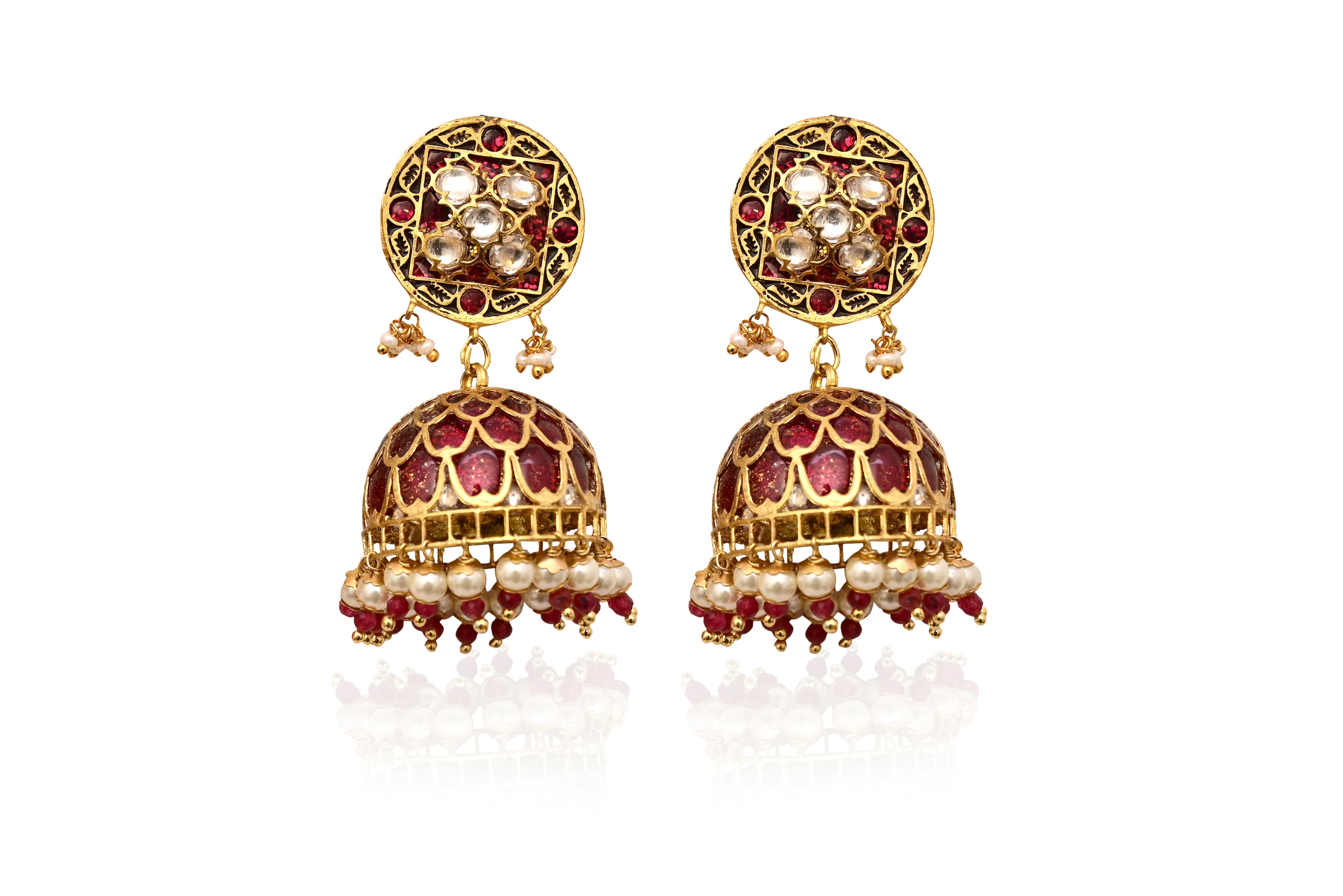 Ruby Gold Jhumka Earrings