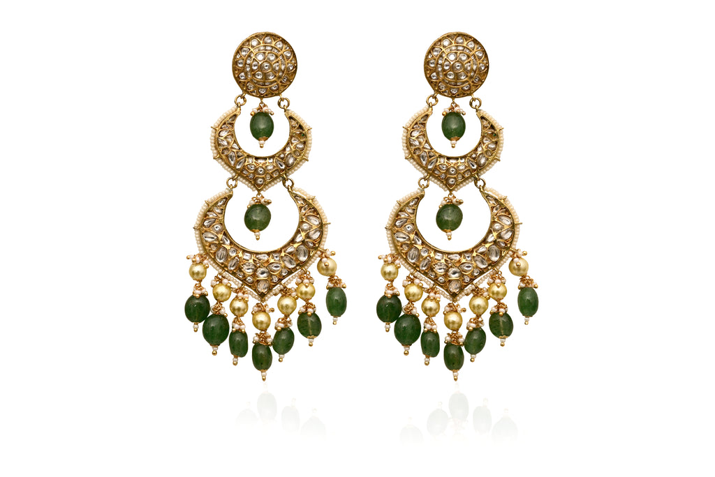Emerald Gold Chandelier Earrings