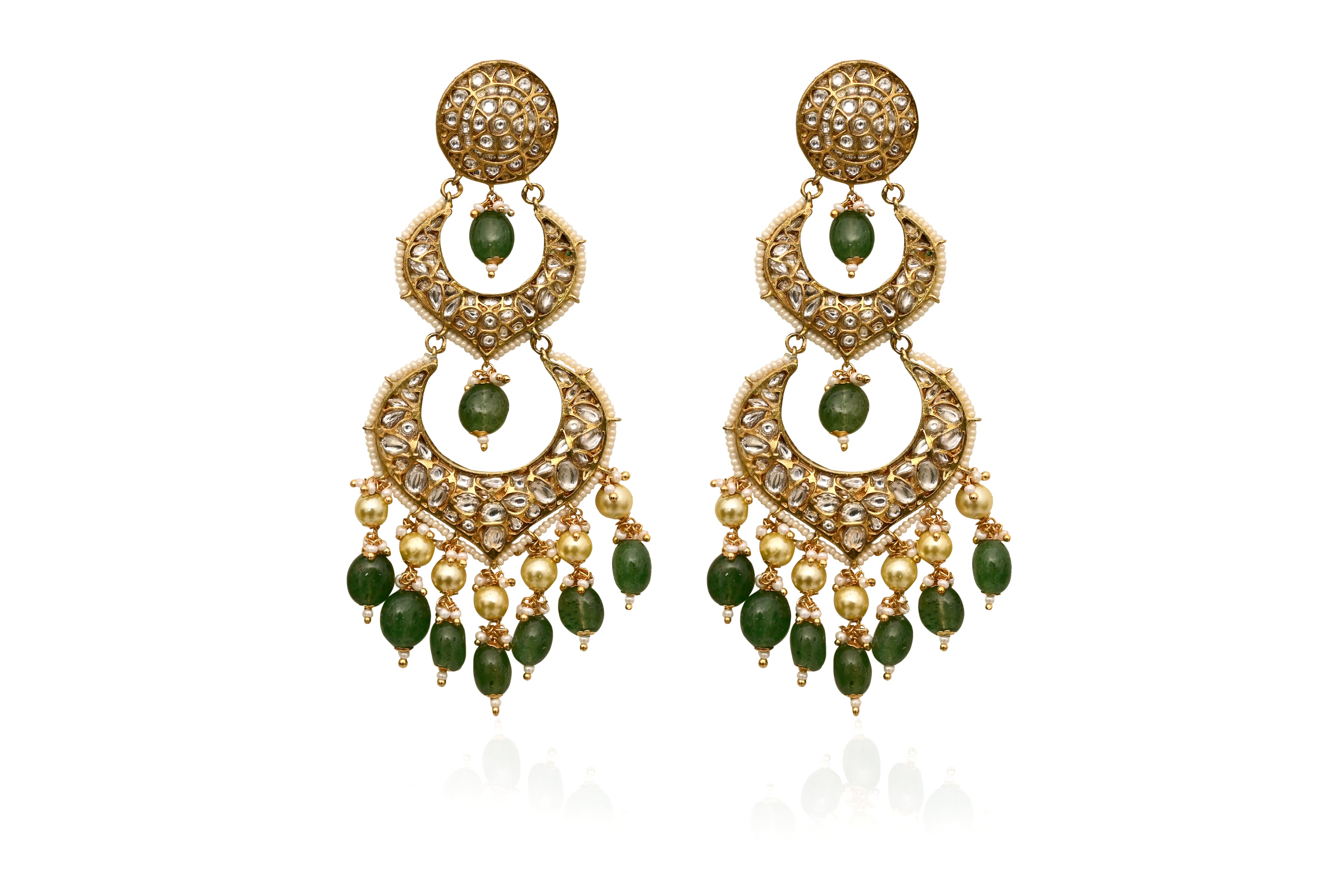 Emerald Gold Chandelier Earrings