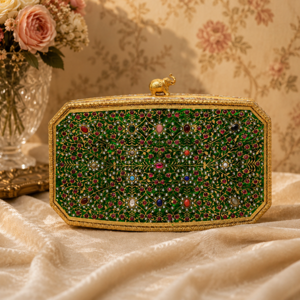 Red Gemstone Elephant Clutch