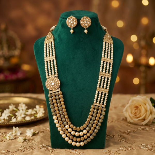Pearl Kundan Jewellery Set By Fluorite