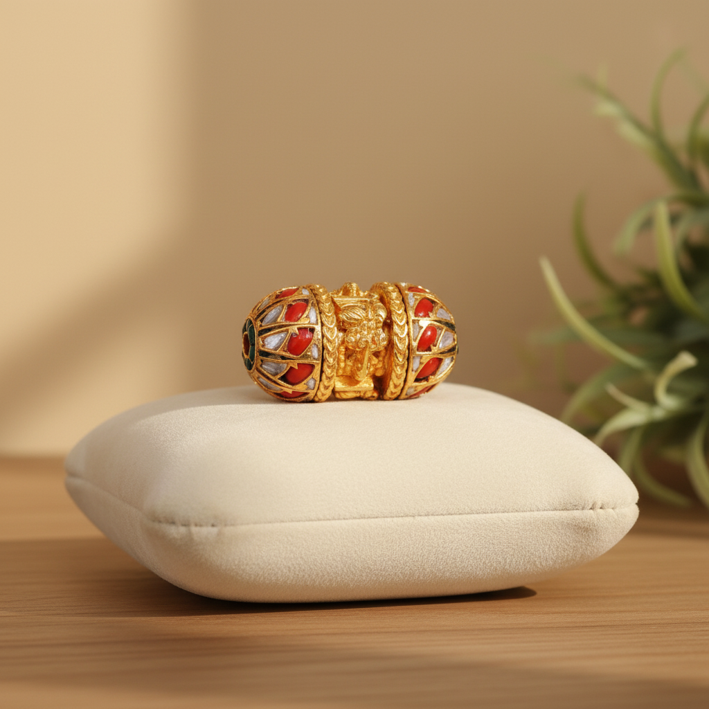 Traditional Gold & Coral Deity Bead