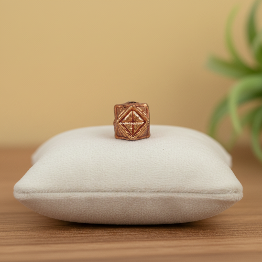 Geometric Copper Cube Bead