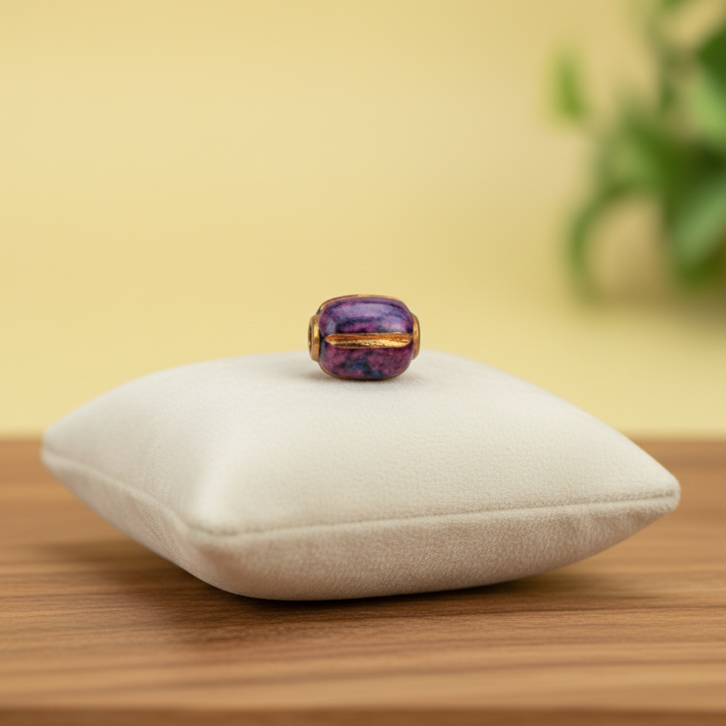 Purple Striped Barrel Bead