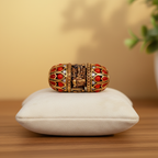 Divine Ganesha Lakshmi Gold-Plated Red Bead Charm