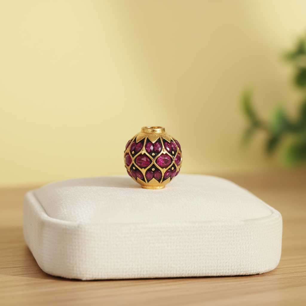 Gold Ruby Embellished Bead