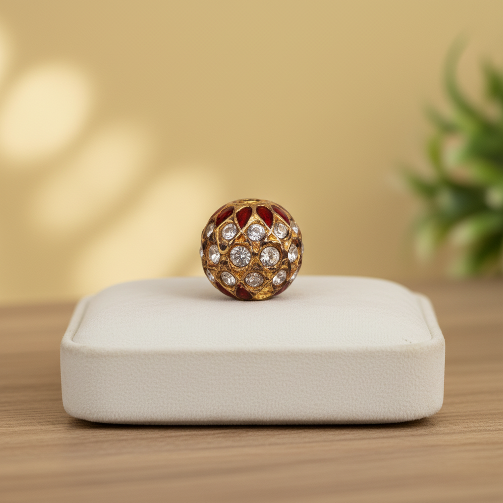 Red & Gold Stone Bead