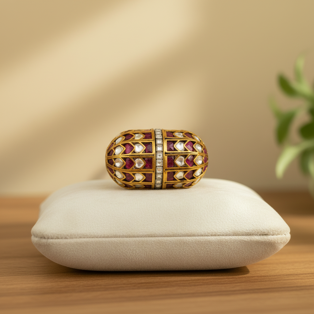 Gold Ruby Polki Bead