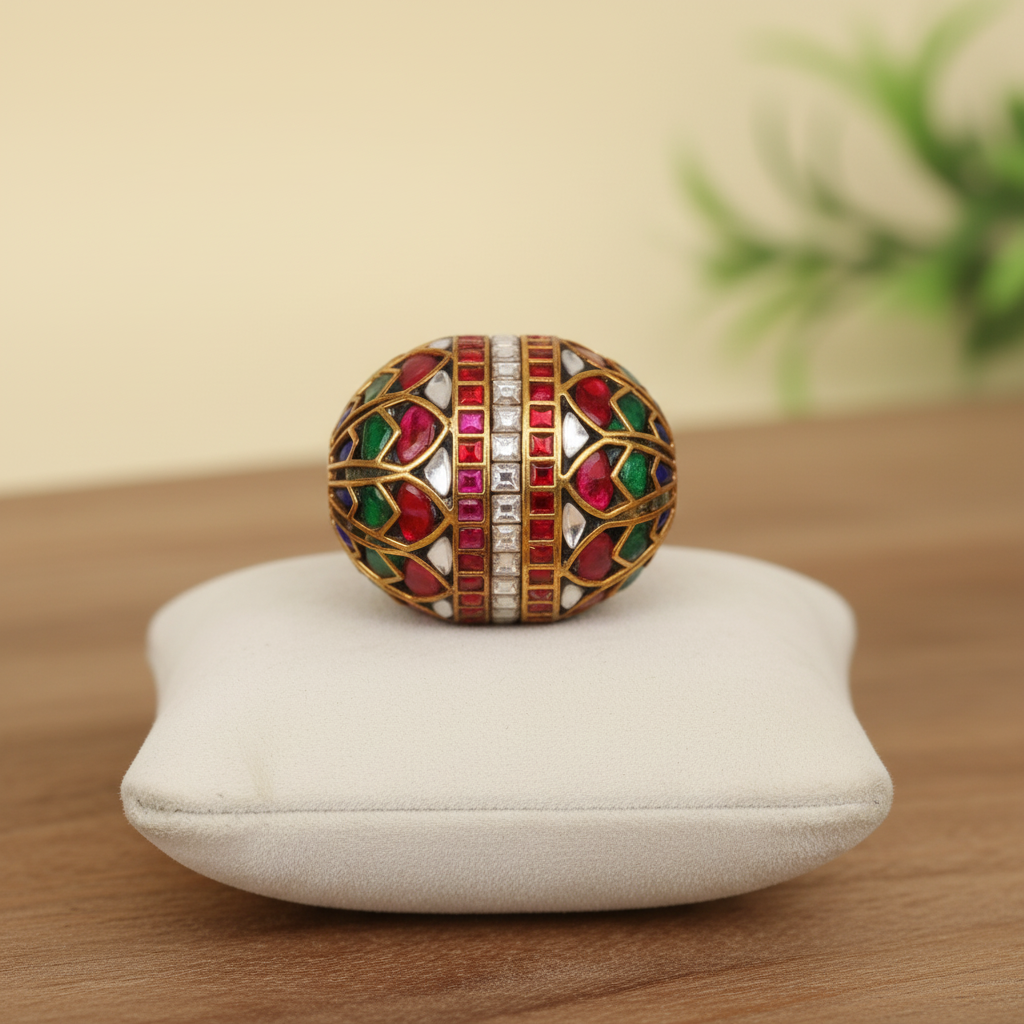 Multicolor Jeweled Oval Bead