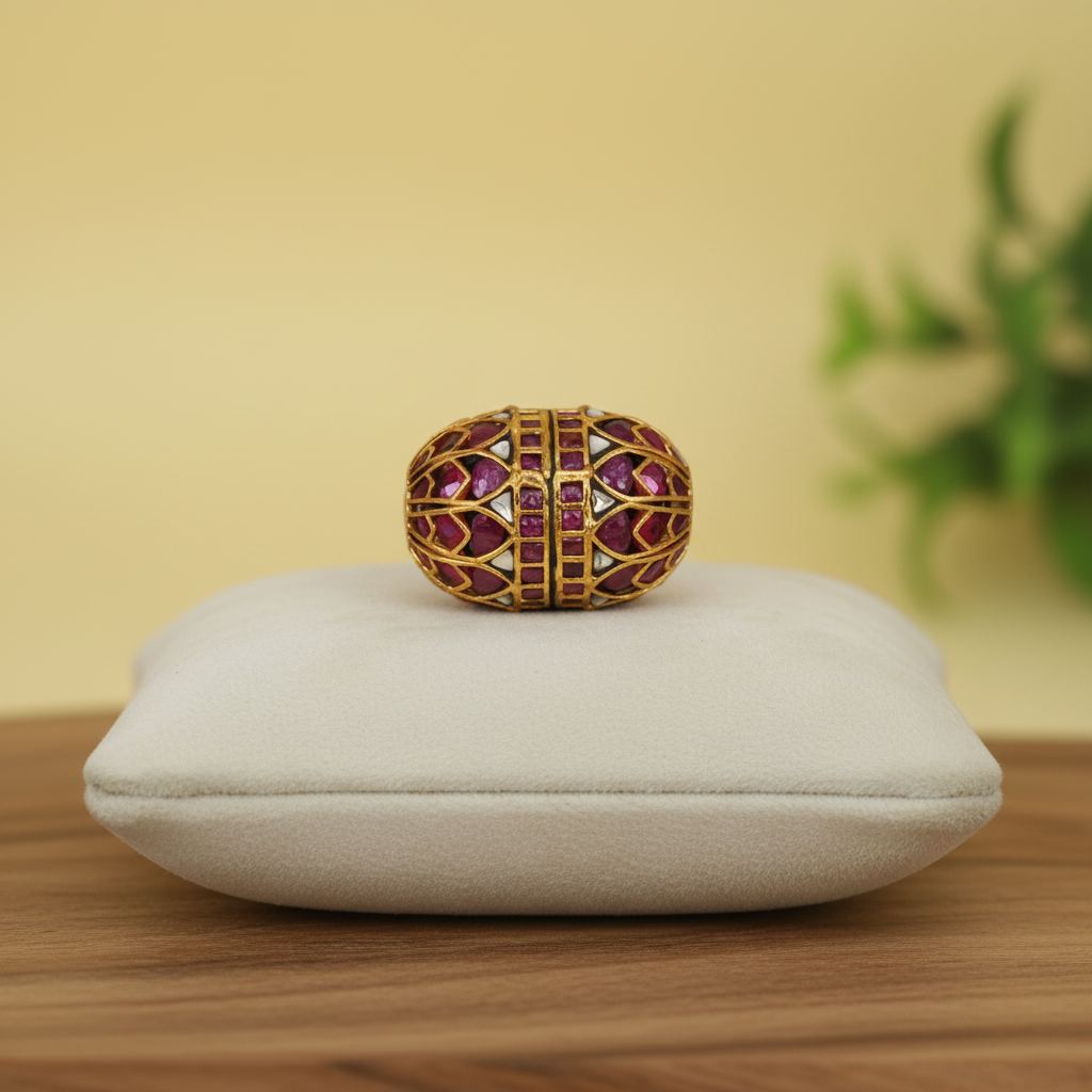 Ruby Gold Oval Bead