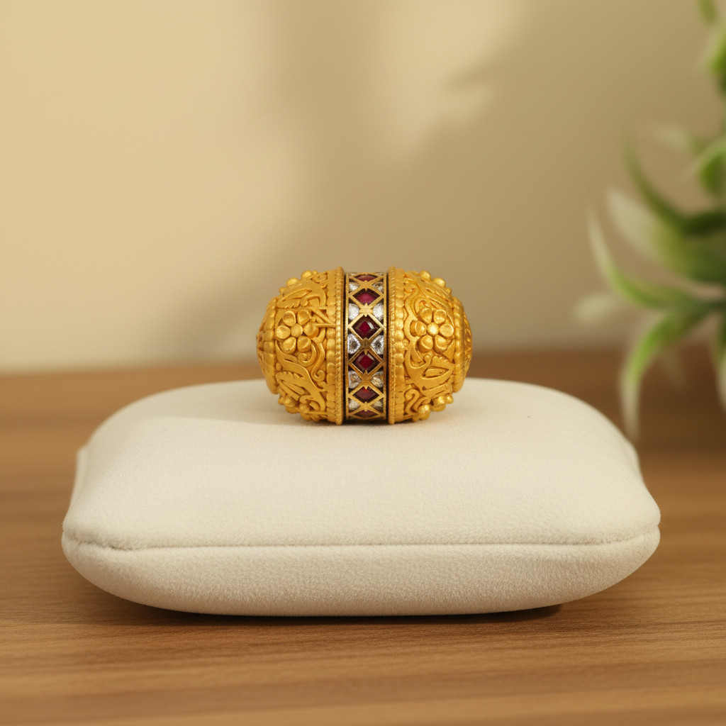 Ornate Gold Gemstone Barrel