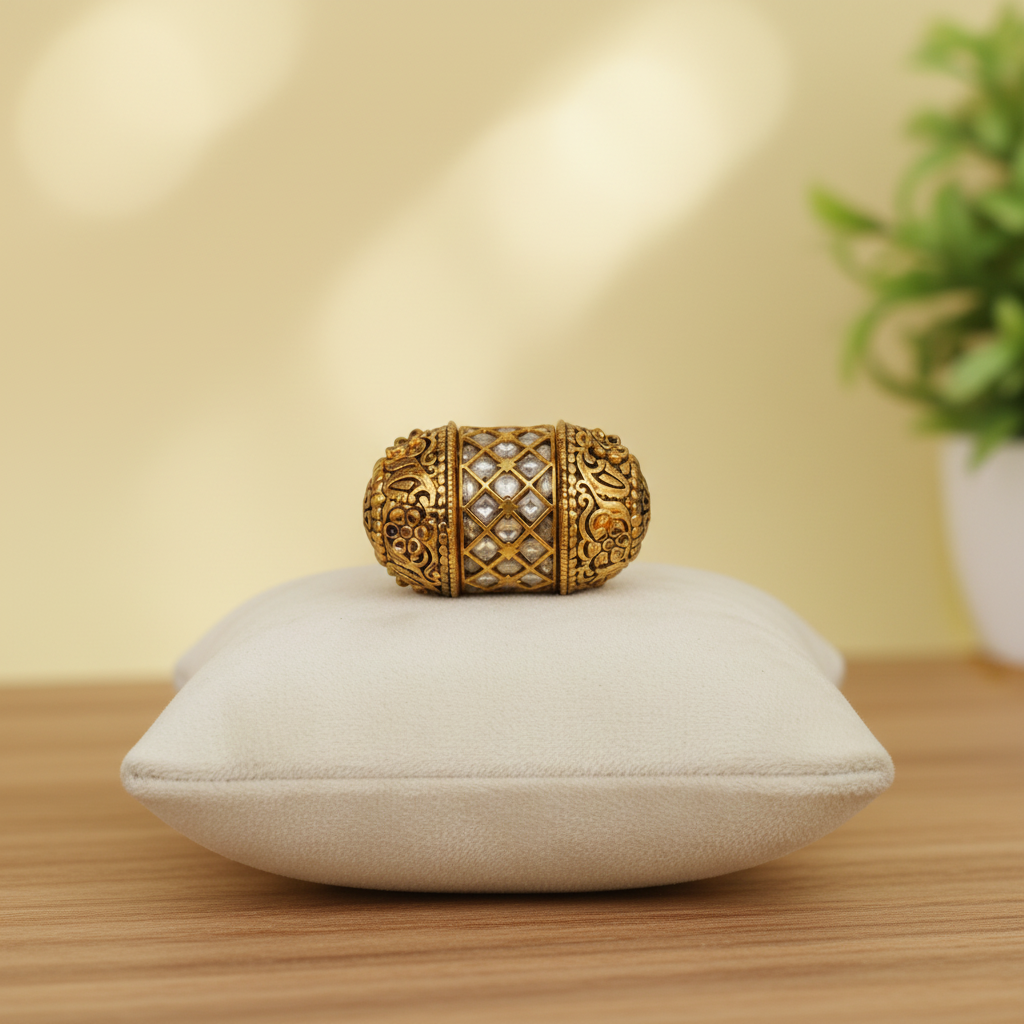 Ornate Gold Barrel Bead