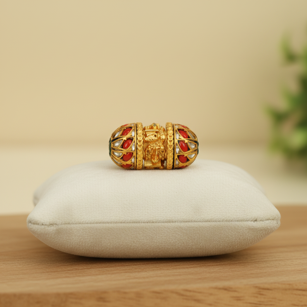 Ganesha Gold Coral Bead