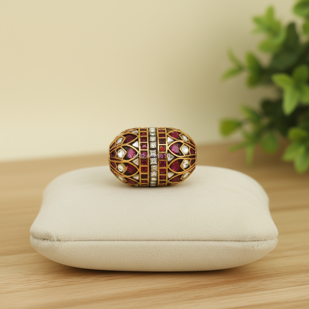 Gold Ruby Clear Oval