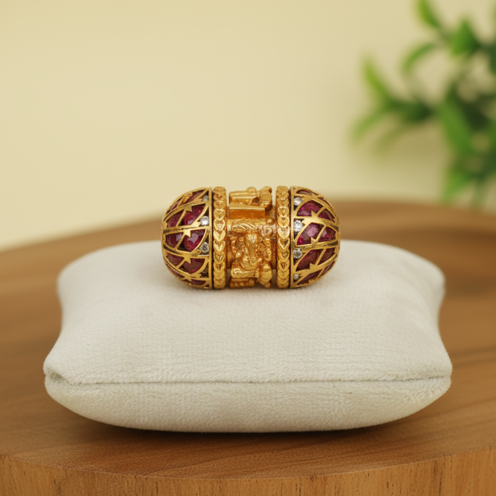 Ganesha Ruby Lattice Bead