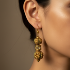 Golden Gemstone Drop Earrings
