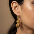 Gold Dangle Enamel Earrings