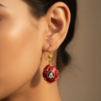 Red Floral Drop Earrings
