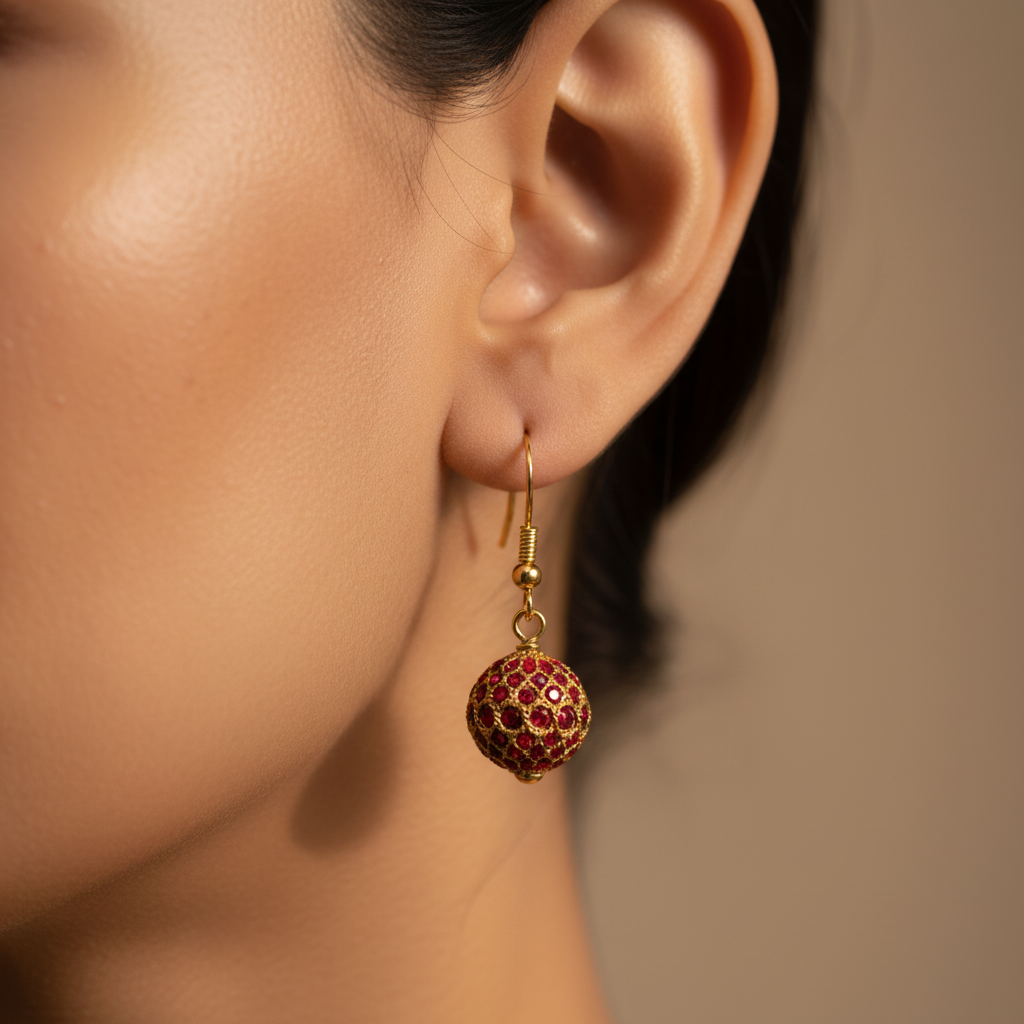 Red Gemstone Drop Earrings