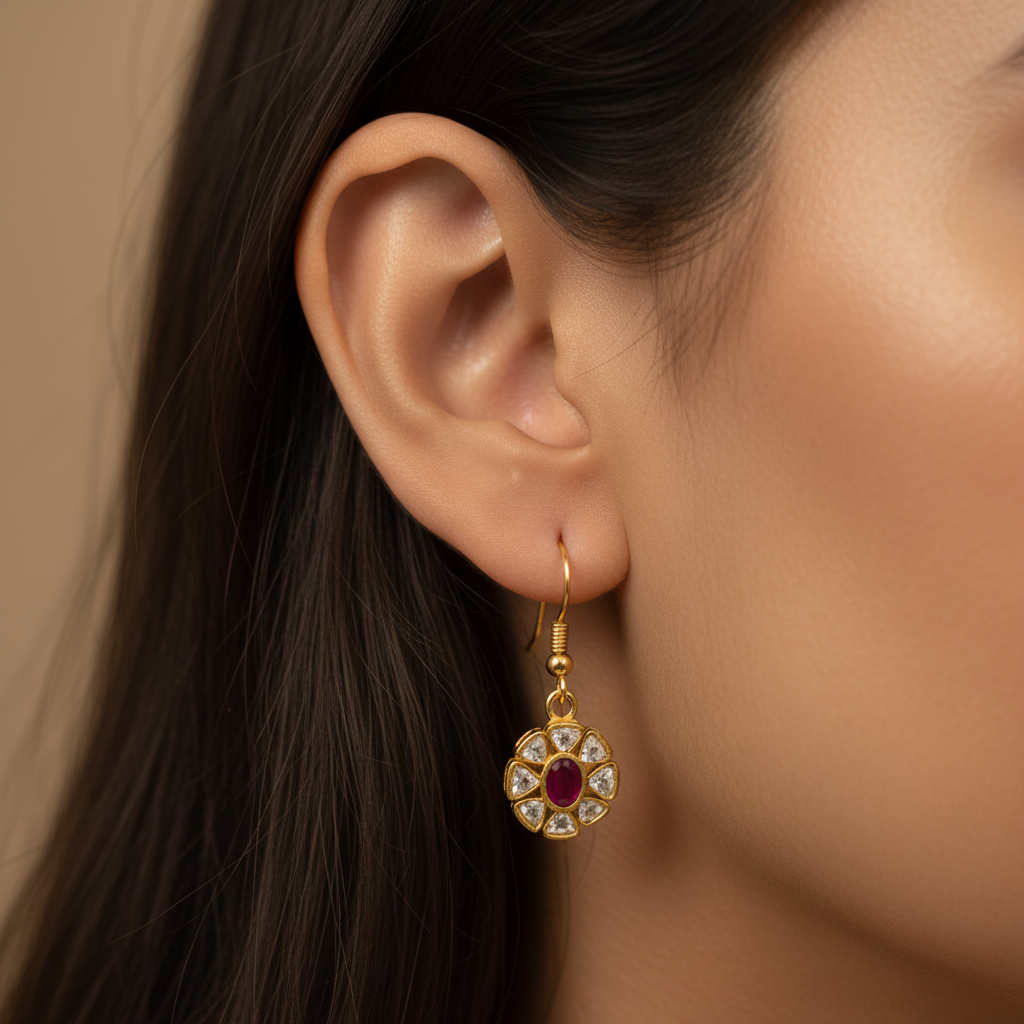 Gold Floral Drop Earrings