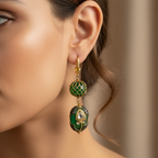 Green Dangle Drop Earrings