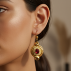 Ruby Pearl Drop Earrings