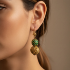 Filigree Green Gold Drop Earrings