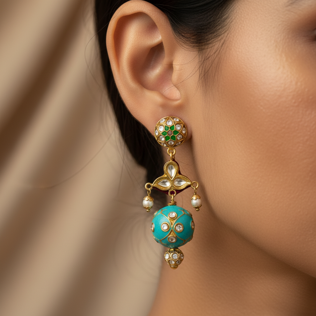 Turquoise Enamel Drop Earrings