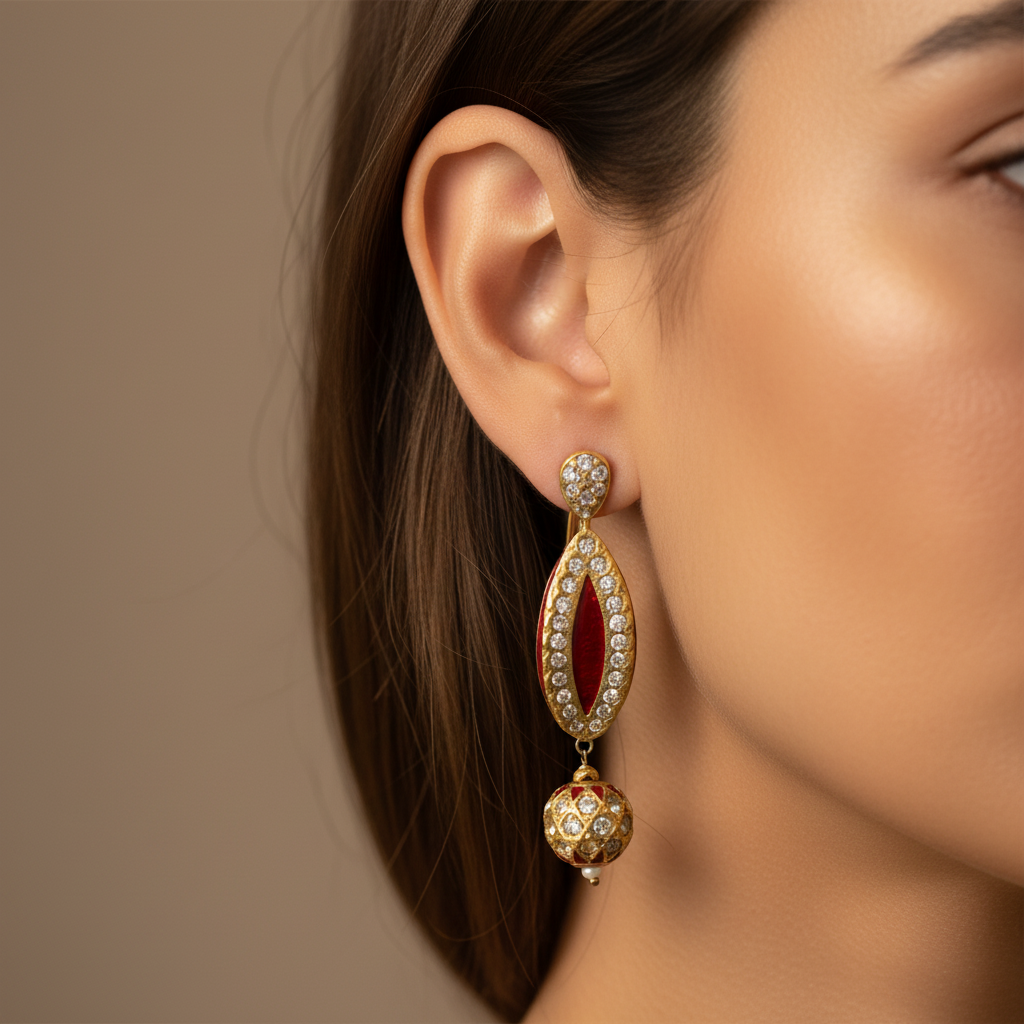 Red & Gold Dangle Earrings