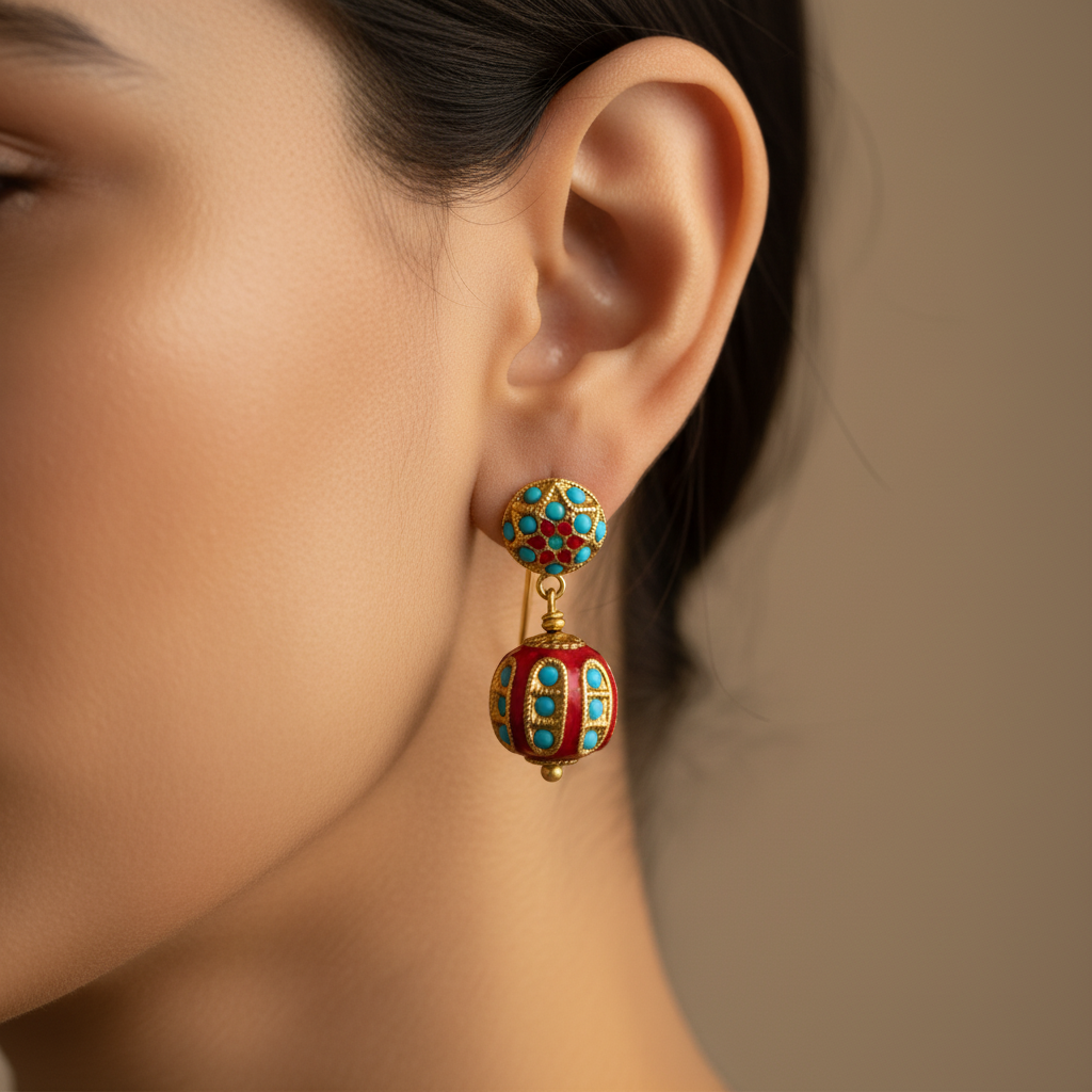 Traditional Red Drop Earrings