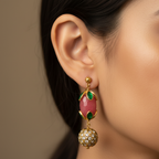 Ruby Emerald Drop Earrings