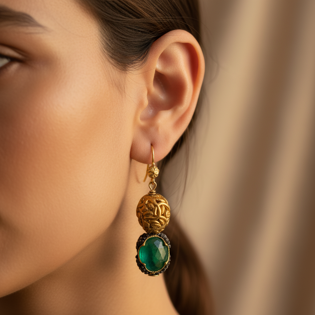 Luxe Gold Emerald Drops