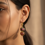 Luxe Gold Ruby Drop Earrings