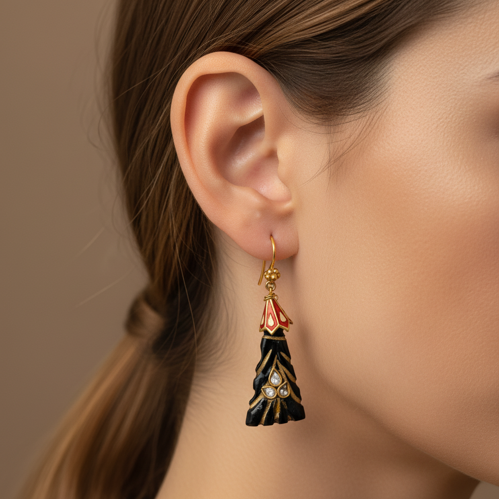 Black Gold Enamel Earrings